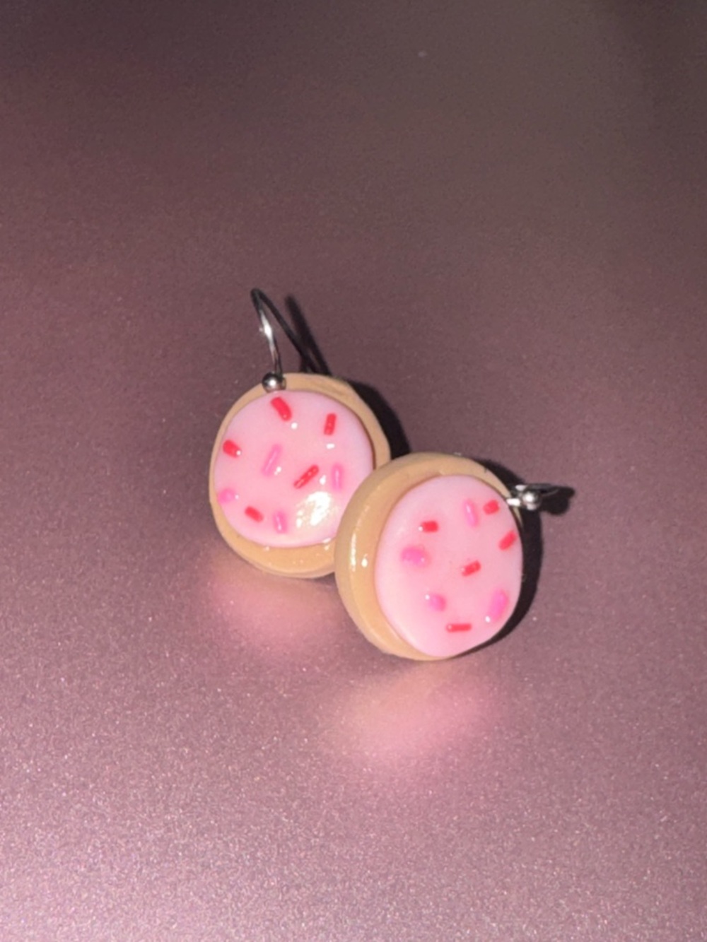 Pink Sprinkle Cookie Dangle Earrings - Women Jewelry